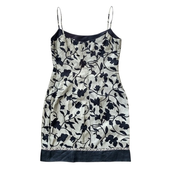 Laundry by Shelli Segal Silk Floral Cocktail Dress Silver Black 90s Y2K Size 6 - Picture 2 of 8